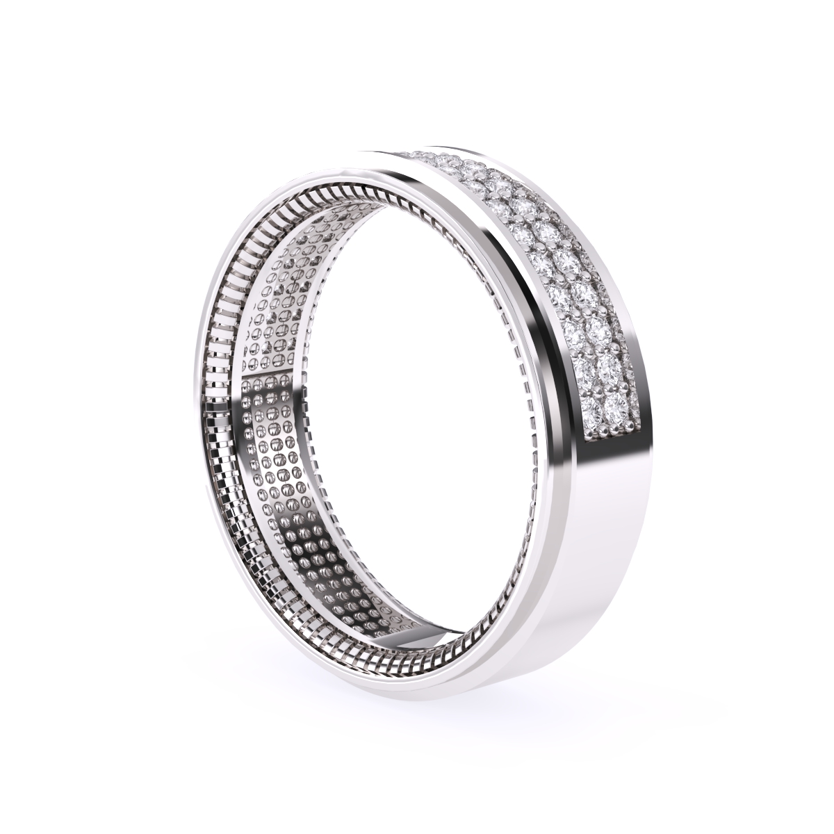Elegant Two Row Round Diamond Wedding Band
